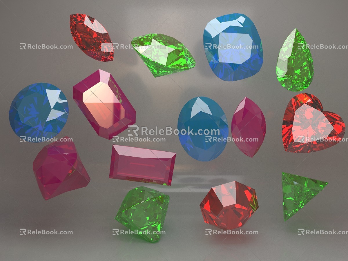 Diamond Gem Crystal Jewelry Heart Treasure Jewelry Furnishings 3d model