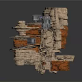 Rock Cliff Building Structure With Multi Level Platforms And Metal Houses