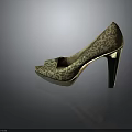 Stylish Leopard Print Peep Toe High Heels With Slim Heel And Classic Design Elements 3d model