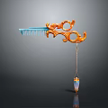 Woman Using Elegant Orange Hair Comb With Blue Teeth And Intricate Pattern Pendant