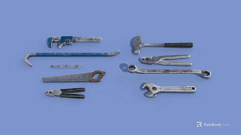 Durable Essential Hardware Tools Collection Featuring Wrenches Hammers Pliers And Screwdrivers 3d model 
