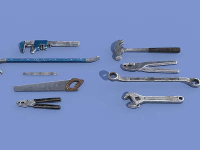 Durable Essential Hardware Tools Collection Featuring Wrenches Hammers Pliers And Screwdrivers 3d model