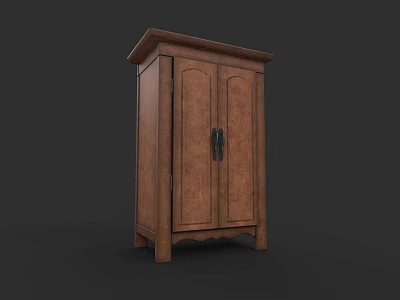 Traditional Wooden Wardrobe With Double Doors And Black Handles Classic Design 3d model