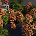 Vibrant Park Landscape With Colorful Trees White Gazebo And Lush Green Grass