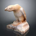 Artistic Standing Bird Sculpture Carved From Marble With Detailed Stone Base