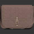 Brown Leather Satchel With Animal Head Design And Metal Buckle Shoulder Strap