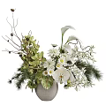 Elegant Decorative Ornament Arrangement With Flower Bouquet Green Plants And Decorative Branches