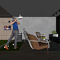Modern Entertainment Room Design With Indoor Golf On Artificial Turf Area Sofa Chairs And TV