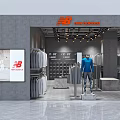 Modern Clothing Store With Gray Decoration Orange Logo Display Racks Mannequins And Display Area