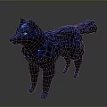Blue And Purple Wolf Sculpture With Intricate Patterns And Artistic Design