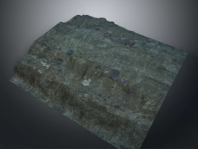 Rugged Natural Landscape With Rocky Texture Dark Green Gray Hues And Raised Circular Mountain Features 3d model