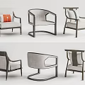 Modern Leisure Chairs With Metal Frames And Comfortable Cushions In Multiple Angles 3d model