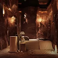 SPA Sauna Relaxing Space With Cave Like Walls And Soft Lighting