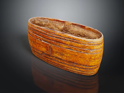 Elegant Wooden Oval Decorative Ornament Set With Intricate Carved Patterns For Home Decoration 3d model