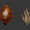 Flame Shaped Fantasy Creature With Glowing Core And Tentacle Like Plant Creature 3d model