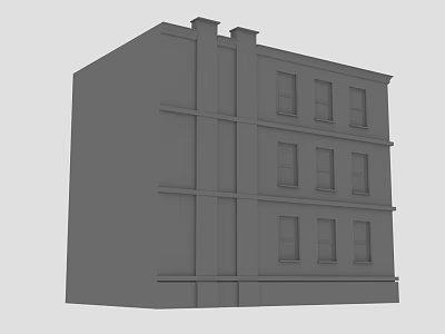 Gray Multi Story Building Architectural Model With Windows And Vertical Structure 3d model