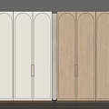 Modern Wardrobe Design With Arched Doors Metal Handles And Two Tone Panels
