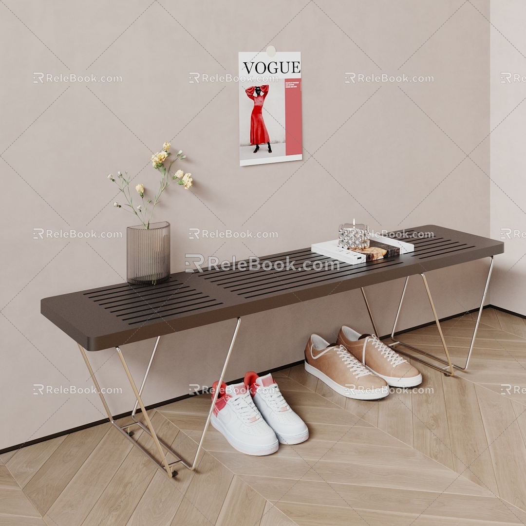 Modern Shoe Changing Stool Simple Metal Entrance Shoe Changing Bench Bed End Stool Bench Shoes Decoration Ornaments model