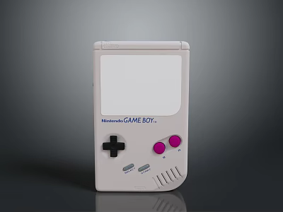 Nintendo Game Boy Handheld Gaming Device With White Design Black Cross Button And Pink Buttons 3d model