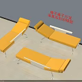 Modern Yellow Lounge Chair Furniture Series With Metal Frame And 3D Model Design