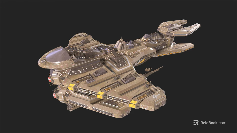 Futuristic Sci Fi Spaceship 3D Model With Metallic Structure And Detailed Design 3d model 