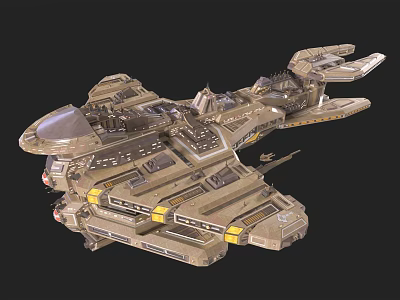 Futuristic Sci Fi Spaceship 3D Model With Metallic Structure And Detailed Design 3d model
