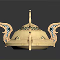 Three Ornate Winged Containers With Gold Accents And Gemstone Decorations