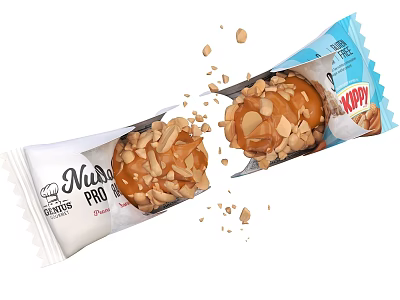 NutriPro WAPPY Protein Bar With Peanut Pieces And Caramel Filling Opened Packaging 3d model