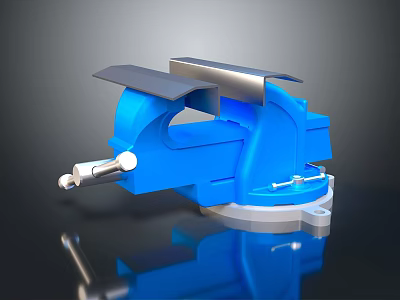 Blue Bench Vice With Metal Jaws And Stable Base For Workshop Applications 3d model