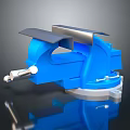 Blue Bench Vice With Metal Jaws And Stable Base For Workshop Applications 3d model