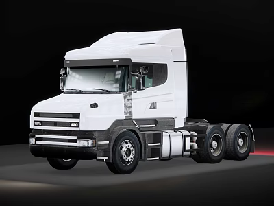 White Heavy Duty Utility Truck With Modern Cab Design And Large Cargo Wheels 3d model