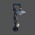 Industrial Style Floor Lamp With Metal Pipes Gears Bulb And Dial
