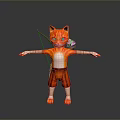Orange Cat Game Movie Character with Green Eyes Bow Arrow Quiver Arms Outstretched