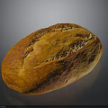 Freshly Baked Golden Bread With Cracked Crusty Surface On Black Background