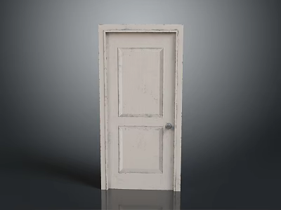 Classic White Panel Door With Wooden Frame And Simple Doorknob Feature Design 3d model