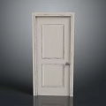 Classic White Panel Door With Wooden Frame And Simple Doorknob Feature Design 3d model
