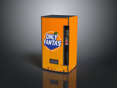 Modern Commercial Vending Machine With Orange Exterior And Only Fanta Logo Design 3d model