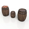 Home Living Wooden Barrels Set With Different Sizes And Metal Hoops