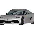 Gray Aerodynamic Sports Car With Black Wheels Yellow Brake Calipers And Brown Seats