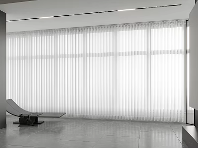 Minimalist Lounge Chair In Modern Interior With White Vertical Blinds And Gray Floor 3d model
