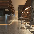 Modern Tea Shop Interior Design With Sleek Bar Counter And Cozy Seating