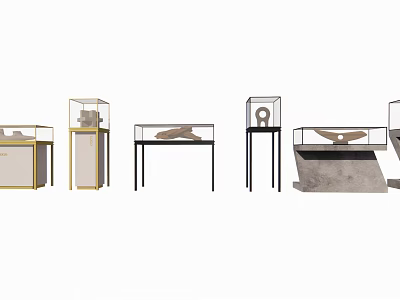 Stylish Display Shelves with Glass Enclosures and Metal Frames in Modern Design 3d model