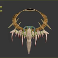 Unique Decorative Fashion Headpiece Featuring Golden Curved Ring Spiked White Accents Metallic Leather Design