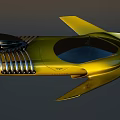 Yellow Flying Car With Streamlined Design Transparent Cockpit Black Components And Wings