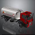 Red Cab White Tank Heavy Duty Tanker Truck With Ladder Logo And Shiny Surface