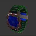 Modern Wristwatch With Dark Blue Strap Blue Dial And Metal Frame