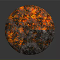 Circular Volcanic Lava Terrain With Flowing Molten Lava And Rocky Surface