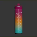 Colorful Gradient Water Bottle With Measurement Scale And Leakproof Lid For Daily Use