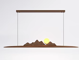 Chandelier Long Chandelier Wood Chandelier Zen Chandelier Tea Room Chandelier Restaurant Chandelier 3d model