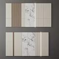 Modern Feature Wall Design With Wood Grain Panel Marble Pattern And Integrated Lighting 3d model